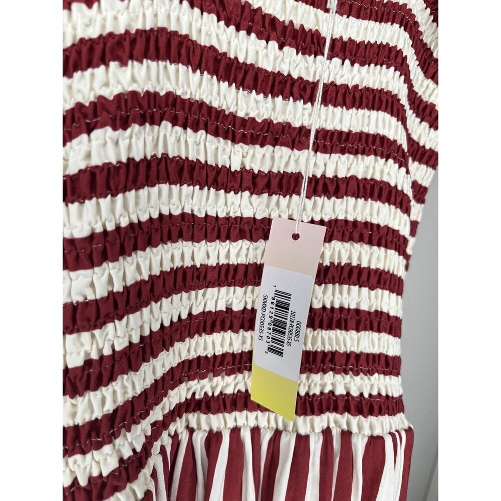 Summersalt NWT Silky Luxe Smocked Maxi Dress Nautical Stripe in Sedona Red XS - Picture 7 of 10